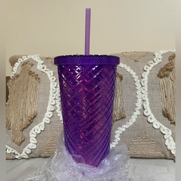 Purple Diamond Cut Tumbler/Cup - Picture 5 of 6